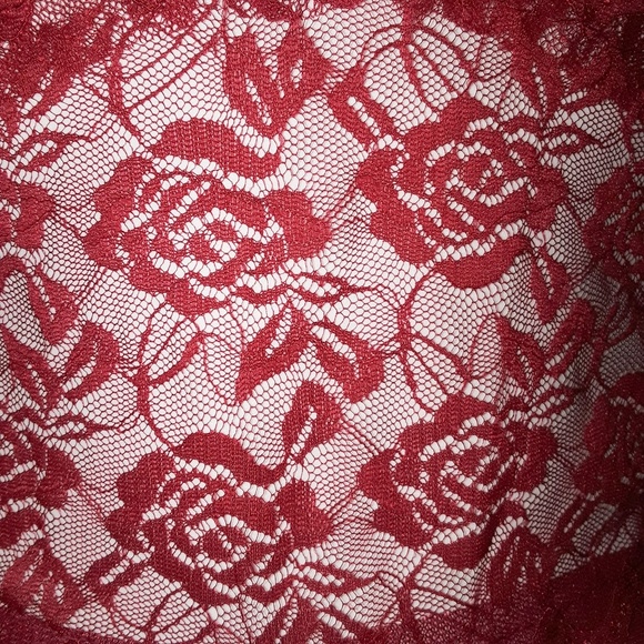 Red Rose Lace Sheer Mesh Crossback Romper Teddy - Picture 4 of 4